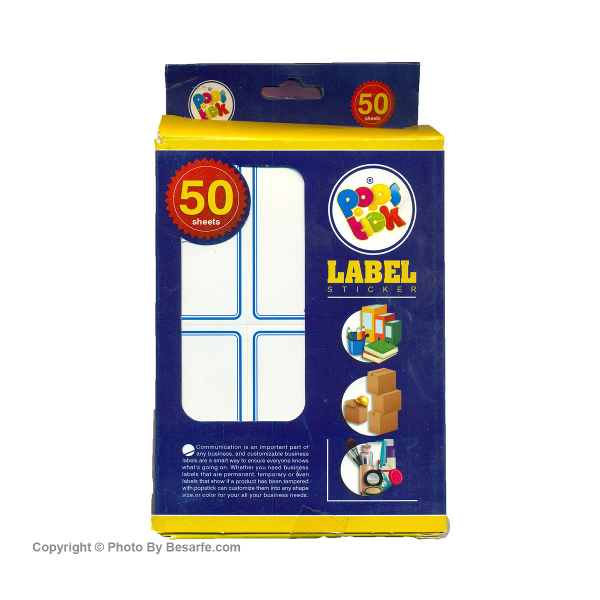 برچسب دورآبی براق سایز 3.5×7 سانتی متر بسته 50 عددی